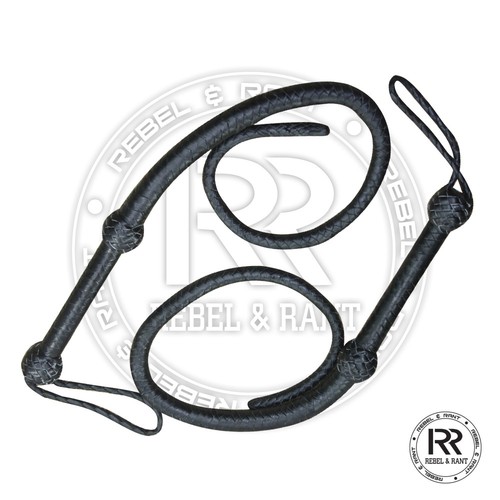 long 08 Tressé Tissage Bull Whip Noir Fouet En cuir véritable 3 FT environ 0.91 m