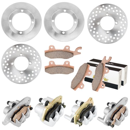 FRONT REAR BRAKE CALIPER DISC ROTOR w//PAD FOR Yamaha RHINO 700 YXR700 4X4 08-13