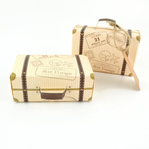 50PCS Wedding Favor Mini Suitcase Gift Box Kraft Paper Candy Box Party Supply US