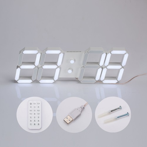 USB 3D Modern Digital LED Home Wanduhr Timer 24//12 Hour Display Wohnzimmer Clock