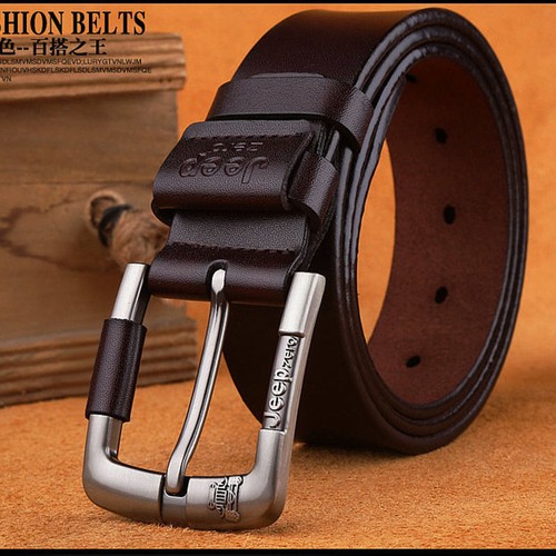 Mens Belt Genuine Real Leather Smooth Girdle Buckle Waistband Waist Band Strap