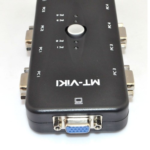 USB 2.0 4 Port Monitor SVGA VGA KVM Switch Box 4 Cables for PC Keyboard Mouse
