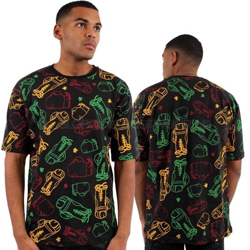 Rasta Gants De Boxe Noir T-shirts Argent Temps Hip Est Hop Jamaïque