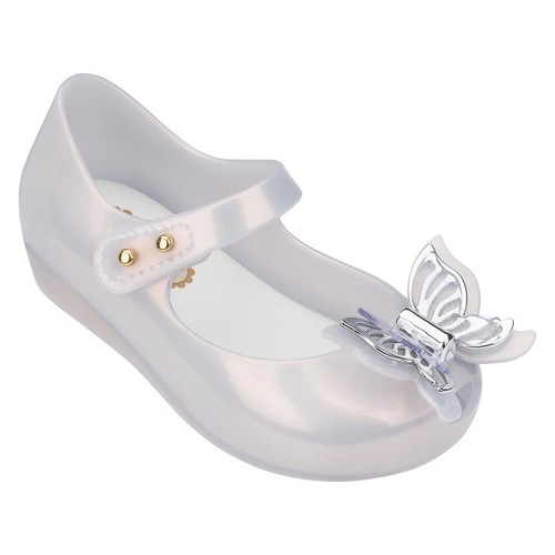 Genuine NEW Mini Melissa Ultragirl Butterfly in Silver toddler size 5-10