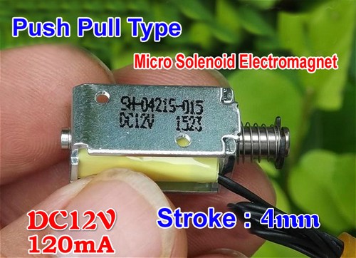 DC 12V Push Pull Type Rod Solenoid Electromagnet DC Micro Solenoid Stroke 4mm