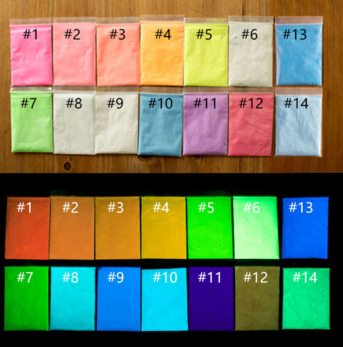 10g Fluorescent Super Bright Glow-in-the-Dark Powder Glow Pigment 14 Colors