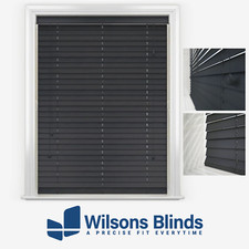 Wooden Venetian Blind - Anthracite - Real Wood - Made To Measure - 50mm Slats