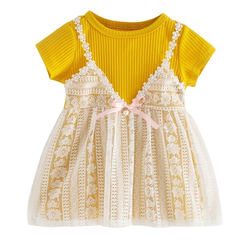 Summer 0-24Months Infant Toddler Baby Girls Short Sleeve Lace Dress Party Dress