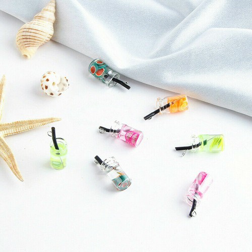 DIY Charms Jewelry 5Pcs//Set Resin Pendant Craft Making Fruit Fruit Bottle