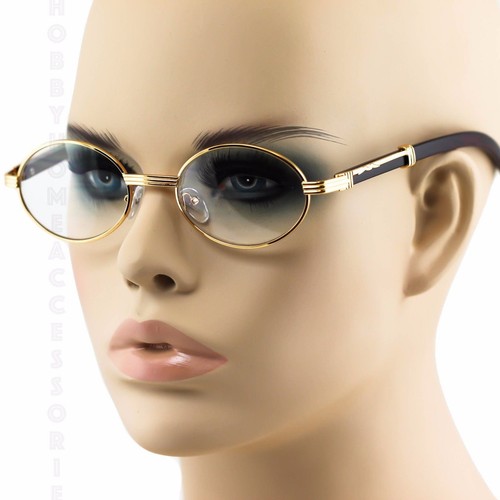 Mens Large Round Wood Buff OG Gangster 90s Luxury Clear Lens Glasses