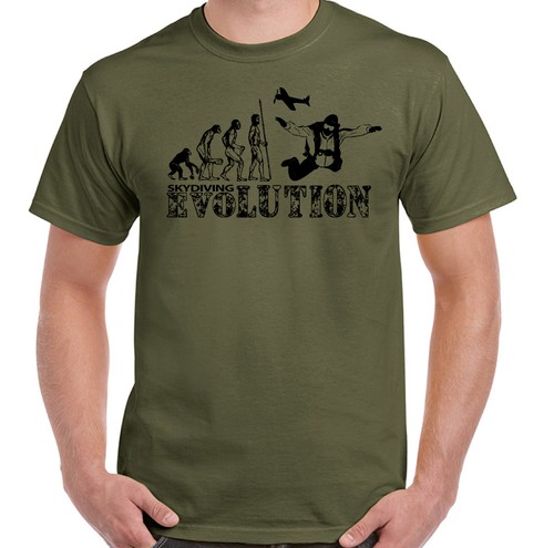 Mens Funny Free Fall T-Shirt Parachuting Skydiver Skydive Skydiving Evolution