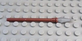 LEGO Minifig Weapon Pike / Spear Elaborate W Molded Flat Silver Tip 90391pb03