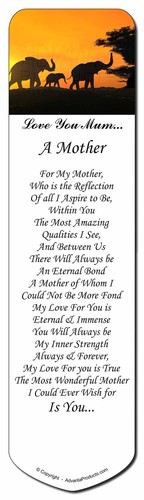 AE-4lymBM Book Mark Christmas Sto Elephants Silhouette /'Love You Mum/' Bookmark