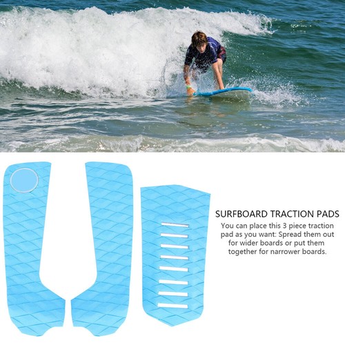 3 Piece Surfboard Traction Pad Anti-slip Surfing Sports Accessories Black//Blue