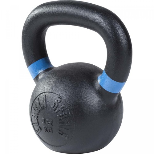 Kettlebell en fonte noir avec couleur rayé poignées disponible Gorilla Sports