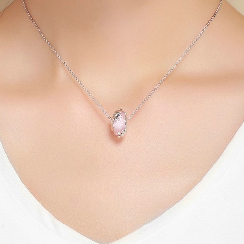 925 Sterling Silver Spring Flower Charm Pink Glass Bead For Girl Bracelet Chain