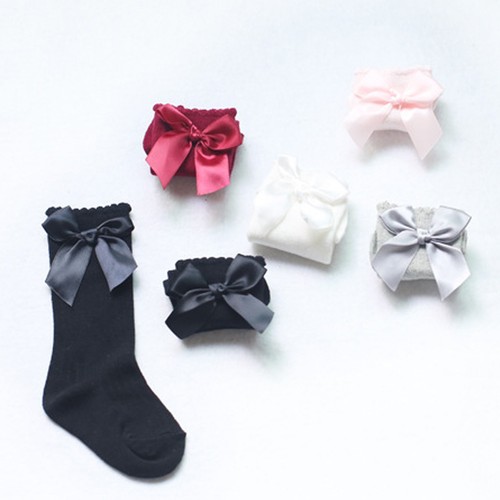 2016 Girl Baby Toddler Kids Knee High Cotton Bowknot Long Casual Socks 0-4years