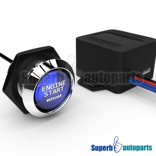 Engine Starter Switch Push Button 12V w//Blue LED Illumination Kit