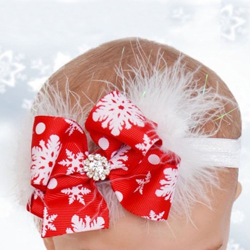 Christmas Gift Snow Flower Bow Headband Hair Band Hairband Headwear
