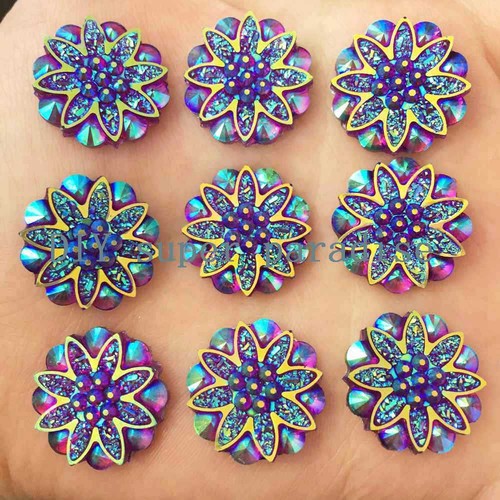 HOT 10pcs 18mm Resin flower Rhinestone FlatBack Scrapbooking Embellishment DIY