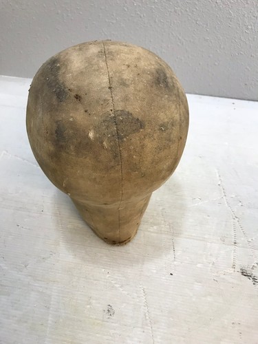 VINTAGE MILLINERY Canvas Cloth Head Block Form HAT WIG STAND Mannequin GEORGIAN