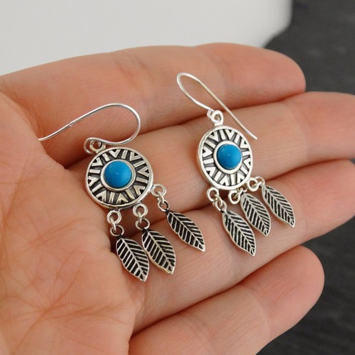 Dream Catcher Dangle Earrings Feathers Dreamcatchers NEW 925 Sterling Silver