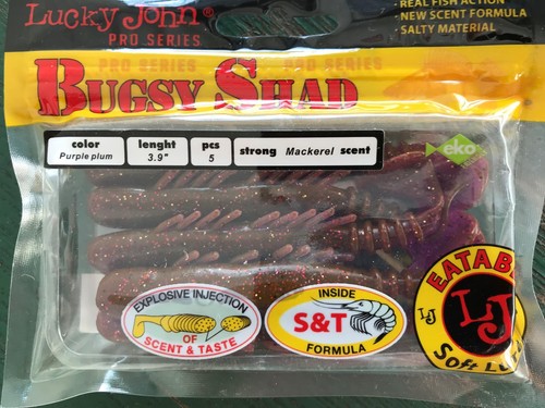 Lucky john BUGSY SHAD 2.8/" 3.9/" eatable soft lure strong shrimp scent