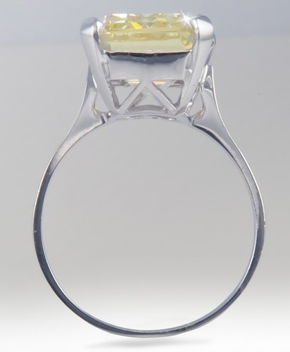 10 ct Canary Emerald Cut Ring Vintage Top Russian CZ Moissanite Simulant Size 8