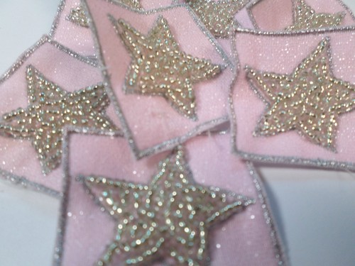 Pack of 10 Square Bead Pink Star Baby Girl Card Making Art Craft Motif #12L155