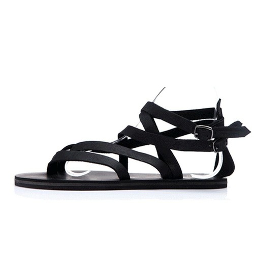 Mens Boys Gladiator Punk Summer Leather Sandals Buckle Casual Shoes