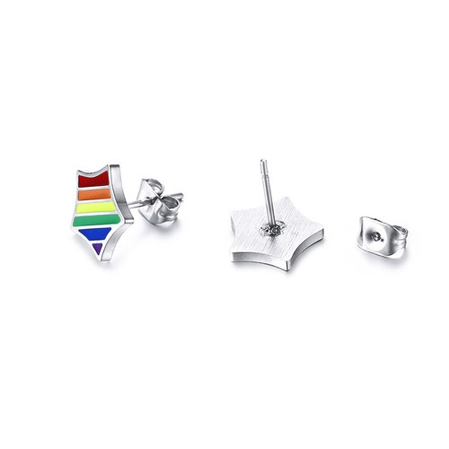 Rainbow Femme Homme Gay Lesbienne Hommes Pride Boucles d/'oreilles Émail Étoile Clous D/'oreilles Bijoux