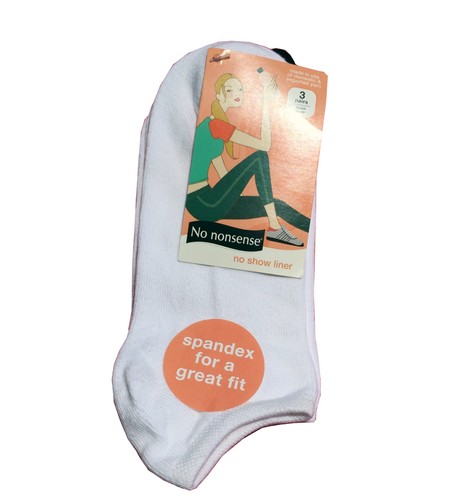 NO NONSENSE Set of 6 Pairs Women/'s no show white socks Size 4-10 Made in USA NWT