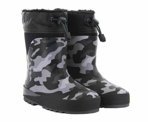 NEW Western Chief Boys Waterproof Rain Boot Ridge Black Camo Neoprene PK SZ