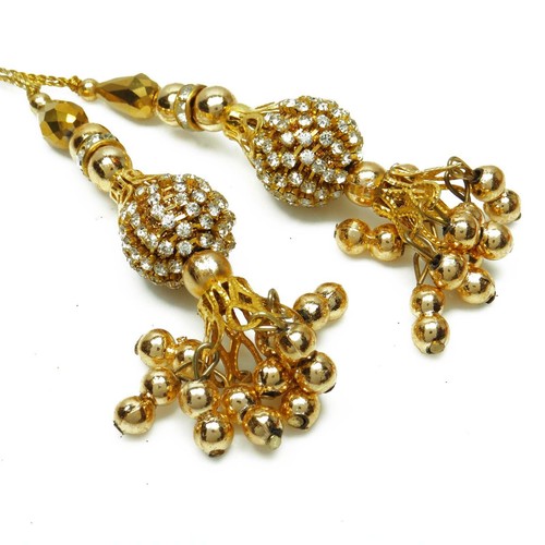 Decorative Latkans Blouse Beaded Gold Tassels Sewing Accessories Crafting 1 Pair