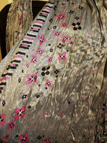 SILVER Pink floral NECK SCARF//WRAP 100/% PASHMINA 65/"X21/"