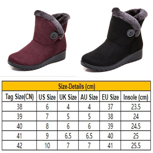 Winter Women Fur-lined Warm Snow Boots Slip On Low Heel Casual Ankle Shoes NEW