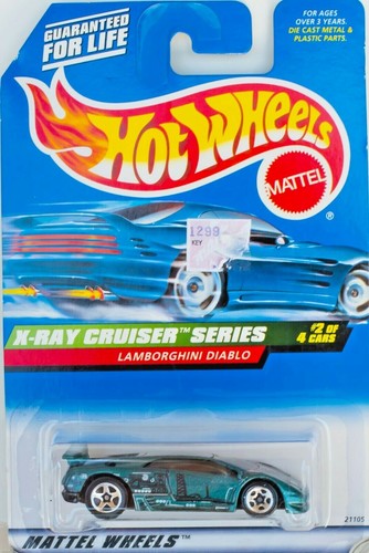 HOT WHEELS /'98 X-RAY CRUISER SERIES #946 LAMBORGHINI DIABLO 5 STAR RIM GREEN MOC
