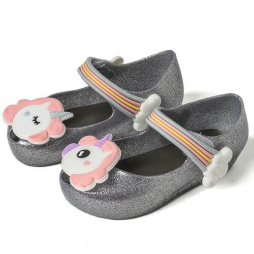 Girls Mini Melissa Sandals Summer Unicorn Jelly Shoes Kids Cute Princess Flats