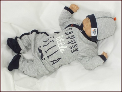 BABALUNO Baby Baumwolle 2er SET Strampler Mütze gr 56 62 68 74 80 Englandmode
