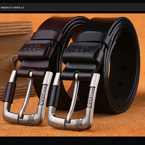 Mens Belt Genuine Real Leather Smooth Girdle Buckle Waistband Waist Band Strap