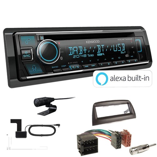 Kenwood autoradio Bluetooth DAB antena CD set para Fiat Doblo negro mate
