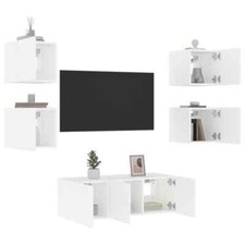 6 Piece TV Wall Units with LED White Engineered Wood vidaXL