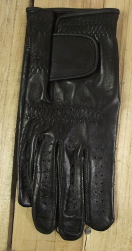 GABRETTA Leather Equestrian Horse riding gloves with option to Personalise BLACK