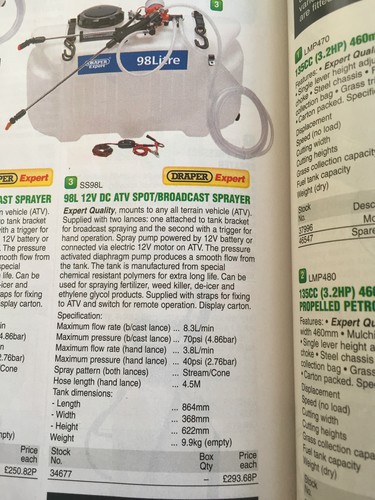 SPOT AND BROADCAST free postage with card Pro Draper Expert ATV WEED SPRAYER
