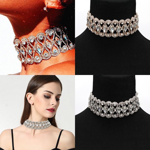 Silver Crystal Party Charm Bling Rhinestone Choker Diamond Layer Drop Necklace