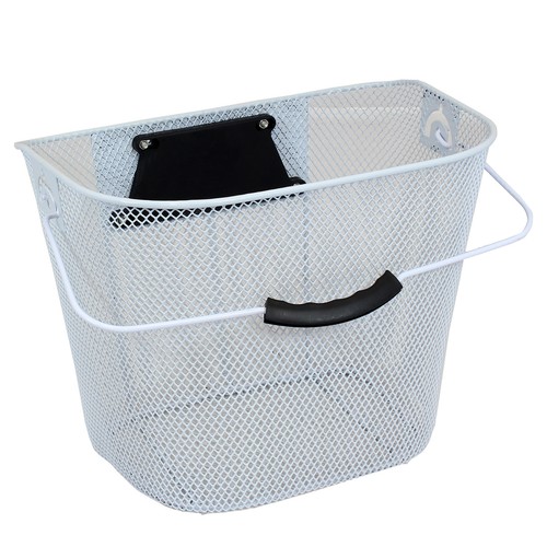 White Steel Mesh Bicycle Basket with Handle Lightweight Universal Bike//Cycle