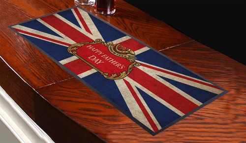 Fathers Day Grunge Union Jack Beer Label Design Bar Runner Great Gift Idea
