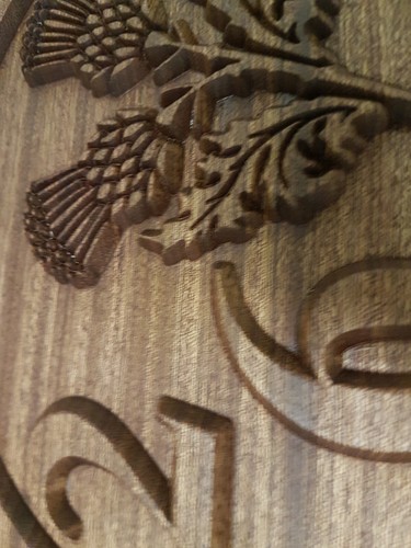 Exterior Hardwood House Number Sign Scottish Thistle Deep Carved