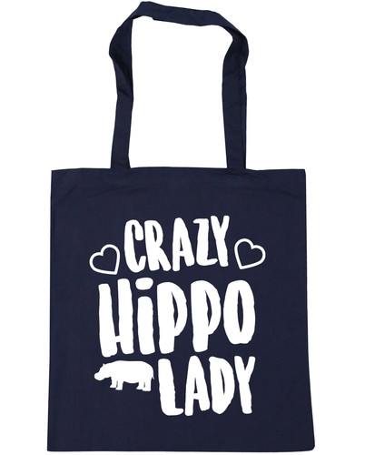 10 litres Crazy hippo lady Tote Shopping Gym Beach Bag 42cm x38cm