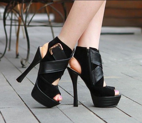 6 Inch High Heel Stilettos Open toe Platform Buckle Night Club Women Shoes New